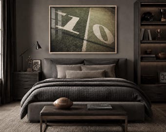 Football Field 10 Yard Line Photo Print, Boys Room Wall Decor, Sports Wall Art