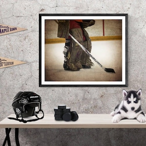 The Goalie Legpads and stick Photographic art Print, Boys Room decor, Boys Nursery Ideas, Sports art, Sport Prints, Man Cav
