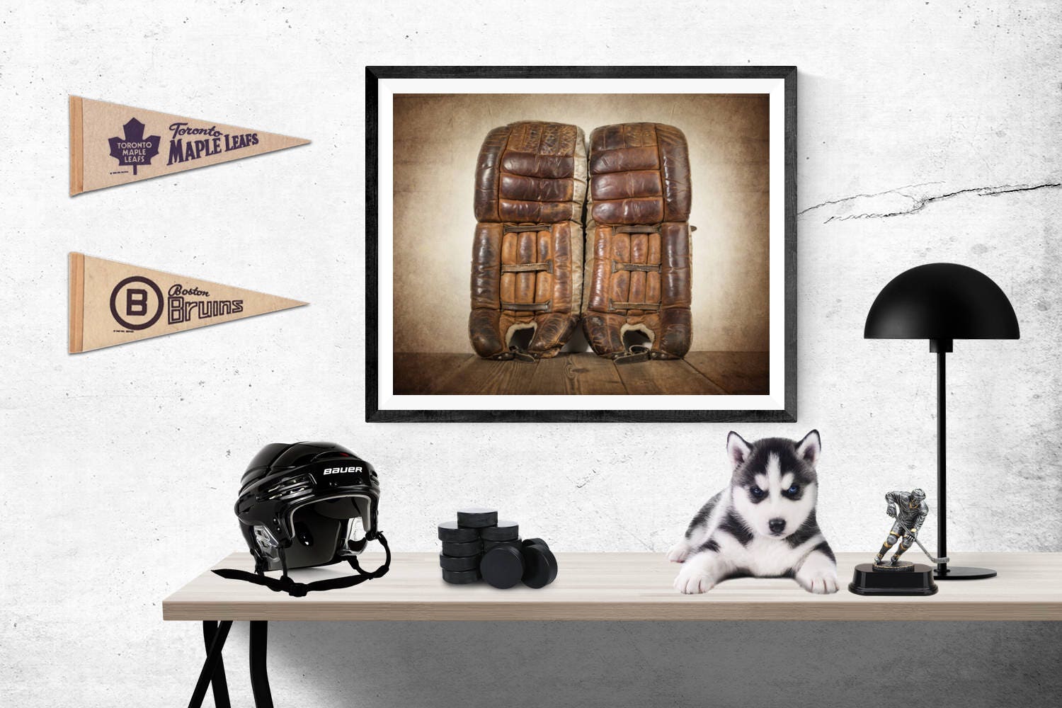 Vintage Hockey Goalie Leg Pads Photo Photo Art Print Boys 