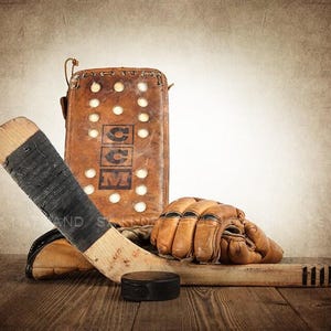 Vintage Hockey Gear Art Print, Boys Room Decor image 5