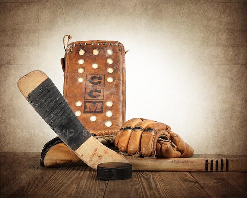 Vintage Hockey Gear Art Print, Boys Room Decor image 5