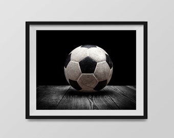 Vintage Soccer Ball Black on Black Photo Print, Boys Room, Wall Decor, Wall Art,  Man Cave,Boys Nursery Ideas, Gift Ideas,