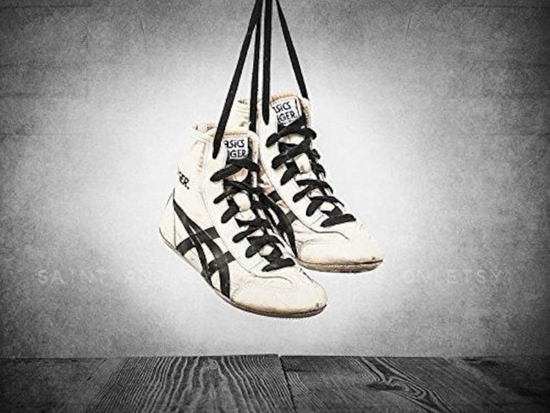 Vintage Wrestling Shoes Photo Print, Rustic Decor, Boys Room, Sports Theme room image 5