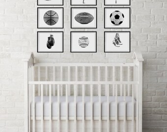 Vintage Sports Photo Print Set, Nursery Decor (UNFRAMED)