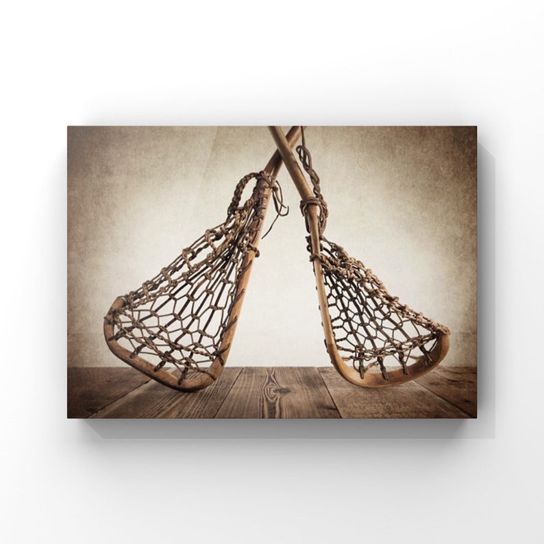 Vintage Lacrosse Sticks Photo Print, Sports Wall Art zdjęcie 3