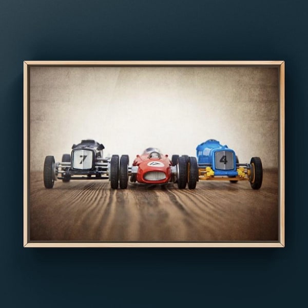 Vintage Toy Race Car Photo Print, Boys Nursery Decor