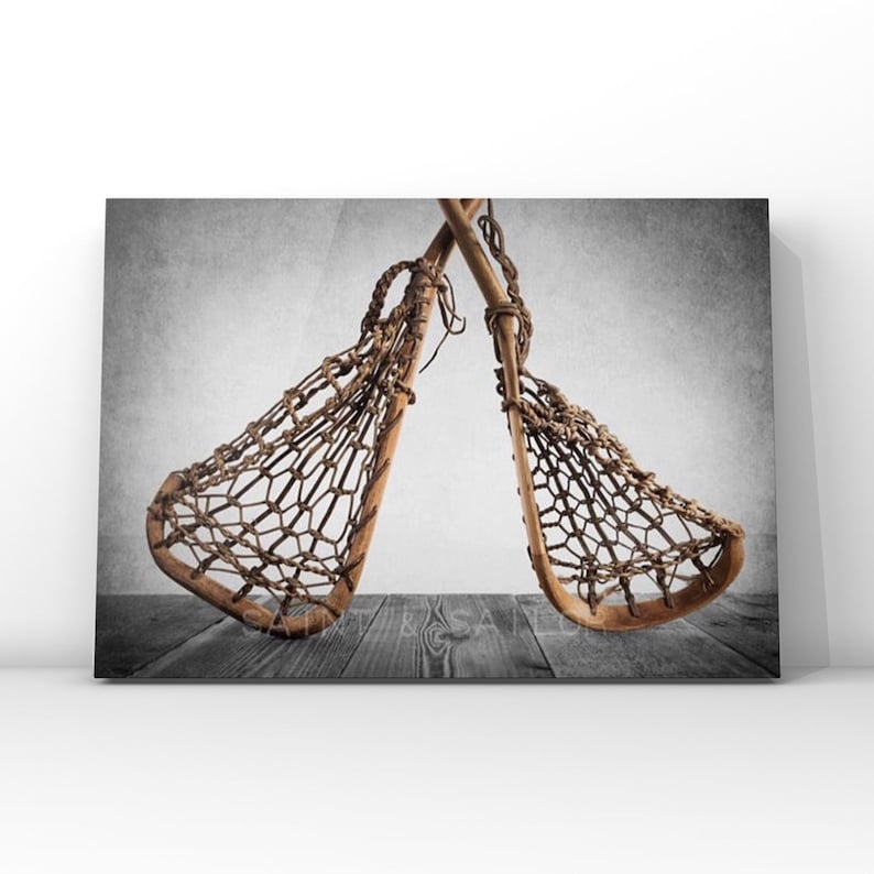 Vintage Lacrosse Sticks Photo Print, Sports Wall Art zdjęcie 2