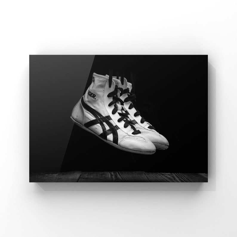 Vintage Wrestling Shoes on Black Photo Print, Rustic Decor, Boys Room, Sports Theme room afbeelding 8