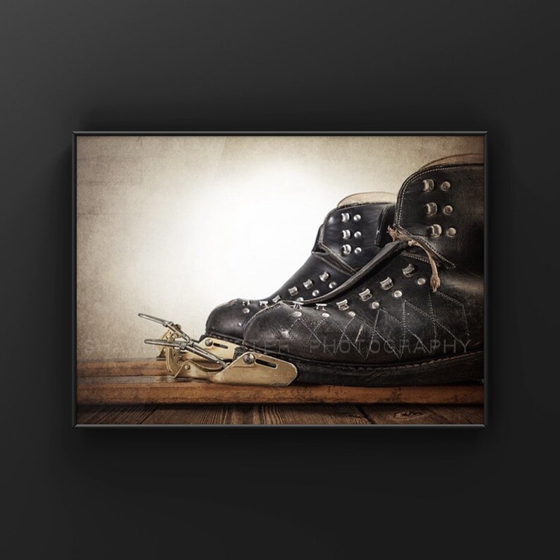 Vintage Ski Boots in Skis Photo Print Wall Decor Wall Art - Etsy