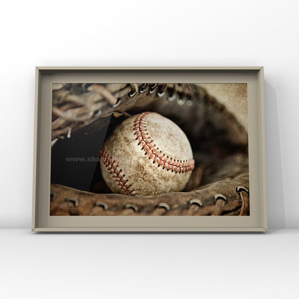 Vintage Baseball in Catchers Mit Photo Print,Decorating Ideas, Wall Decor, Wall Art,  Kids Room, Nursery Ideas, Gift Ideas, MVP