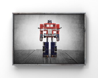 Vintage Transformer Optimus Prime on Vintage Brown Background, Photo Print, Boys Room, Boys Wall Art, Boys Decor, Playroom Decor
