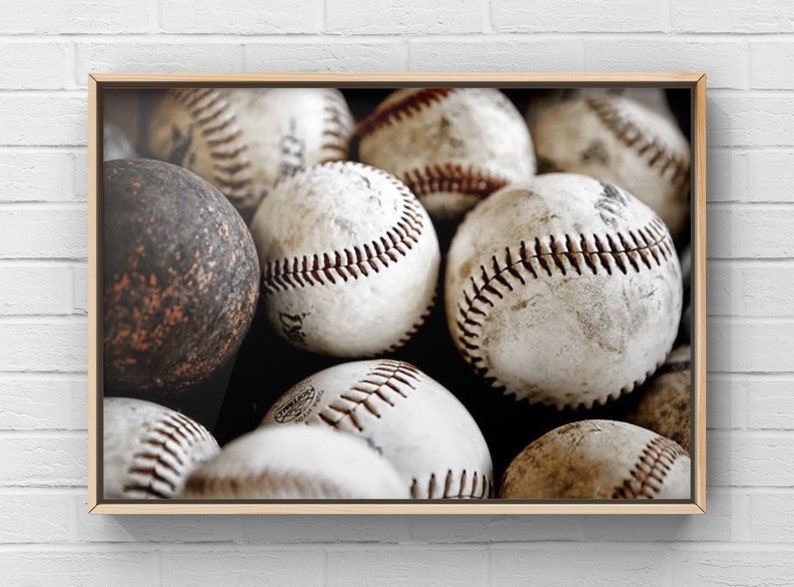 Vintage Baseball Print, Baseball pile-Baseball wall art-Baseball Gifts-Vintage Spirts decor image 7