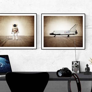 Astronaut Space Print - Vintage Style for Kids' Bedroom