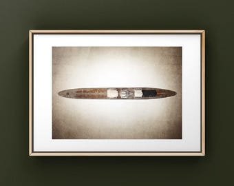 Vintage Wooden Water Ski Photo Print, Retro Watersports Wall Art Lake House Decor