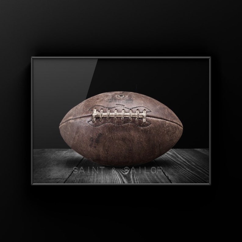 Vintage Football On Black on Black Photo Print , Decorating Ideas, Wall Decor, Wall Art, Kids Room, Nursery Ideas, Gift Ideas, image 1