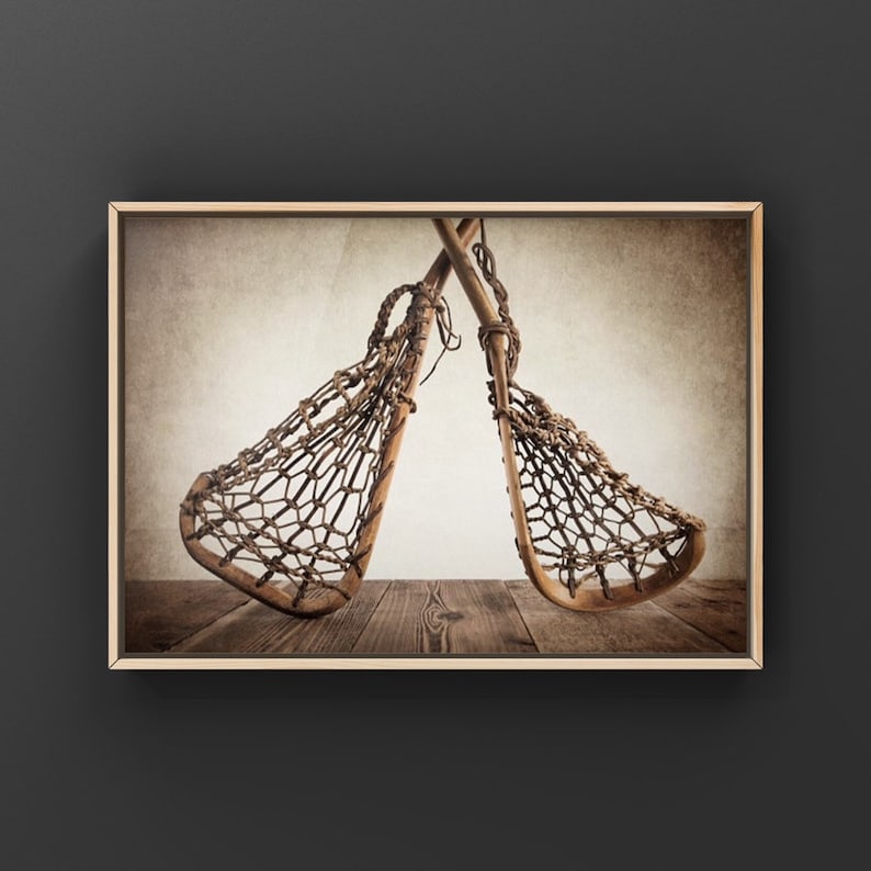 Vintage Lacrosse Sticks Photo Print, Sports Wall Art zdjęcie 5