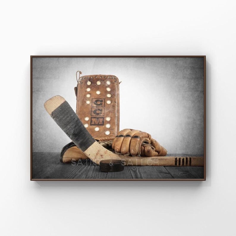 Vintage Hockey Gear Art Print, Boys Room Decor image 8