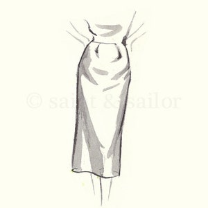 Vintage Fashion Sketch Dress 1, print or canvas, Girls Room decor, nursery decor, neutral tones image 6