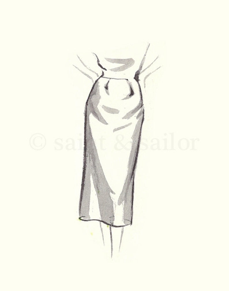 Vintage Fashion Sketch Dress 1, print or canvas, Girls Room decor, nursery decor, neutral tones image 6