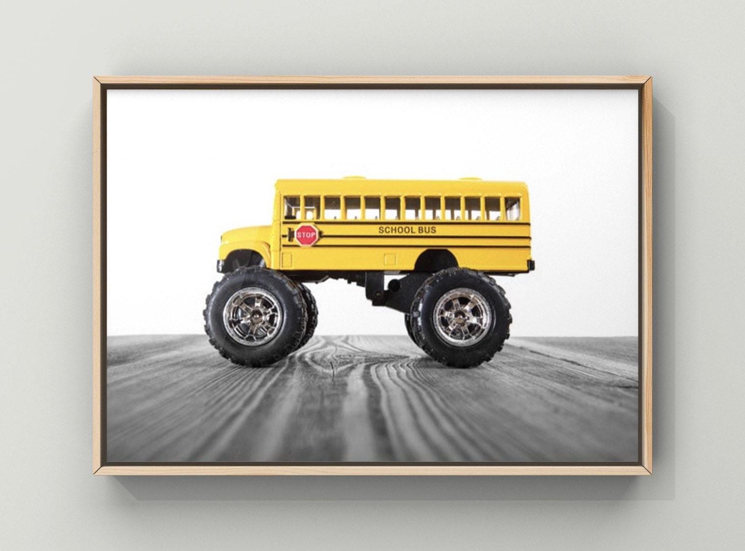 Monster School Bus Photo or canvas print,  Monster Truck Wall art, Playroom decor,  Kids Room, Nursery Ideas, Gift Ideas