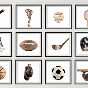 The Full Sports Collection On White Background, Set of 12 photo prints, Nursery Decor, Vintage Sports Decor, Sports Room, Sports Art