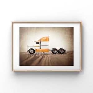 Yellow and White Semi Truck, Photo Print,  Wall Decor, Playroom decor,  Kids Room, Nursery Ideas, Gift Ideas,