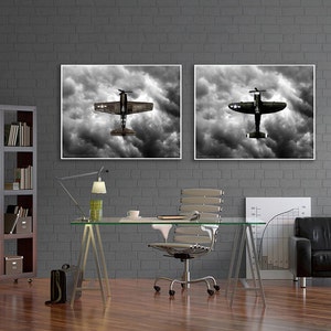 Boys nursery ideas, airplane pictures, nursery decor Vintage WWII Prop Plane Green Vertical Fighter, One Photo Print image 4