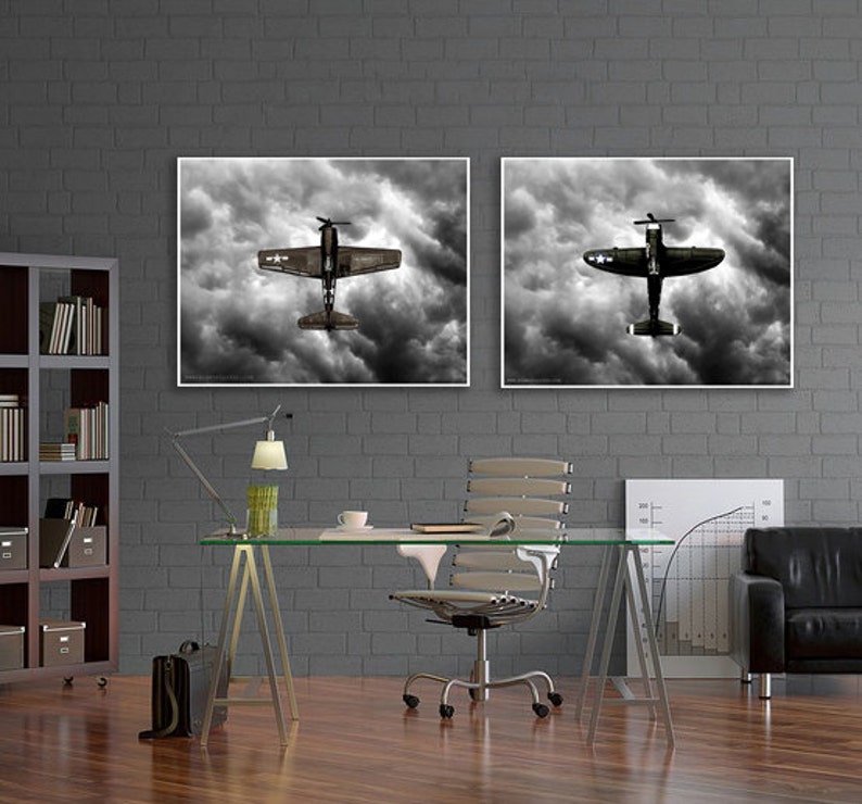 Boys nursery ideas, airplane pictures, nursery decor Vintage WWII Prop Plane Green Vertical Fighter, One Photo Print image 4