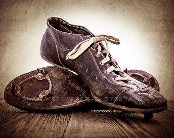 Vintage Football Cleats Photo Print, Decorating Ideas, Wall Decor, Wall Art,  Kids Room, Rustic Decor, Vintage Sports, Man Cave,