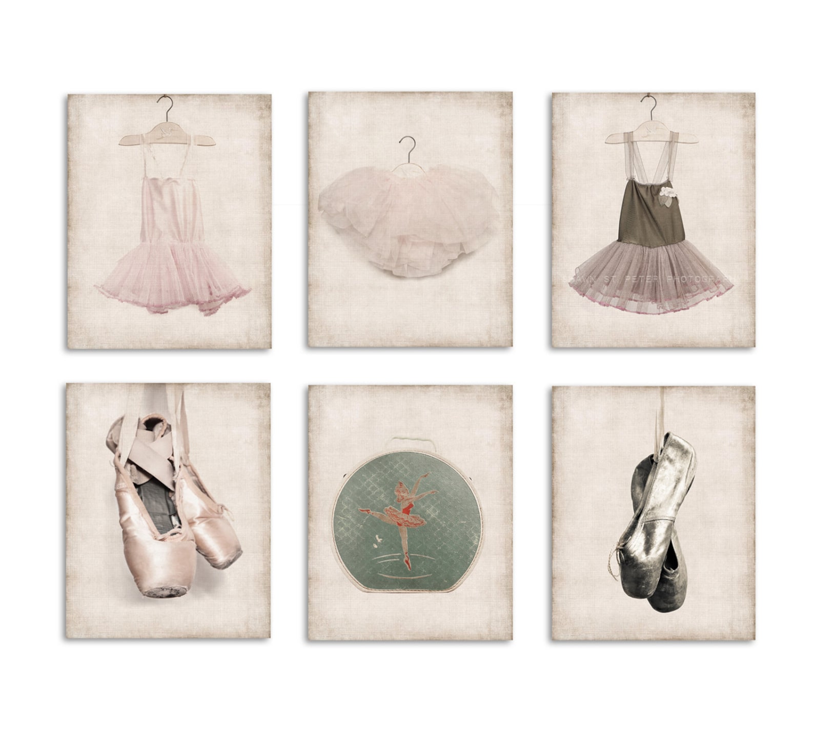 six canvases ready to hang, ballet inspired prints, girls wall art, girls ballet decor, girls nursery art