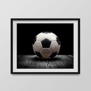 Vintage Soccer Ball Black on Black Photo Print, Boys Room, Wall Decor, Wall Art,  Man Cave,Boys Nursery Ideas, Gift Ideas,