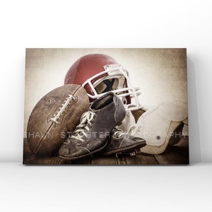 Vintage Football Gear Red Helmet Photo print , Decorating Ideas, Wall Decor, Wall Art,  Kids Room, Rustic Decor, Vintage Sports, Man Cave,