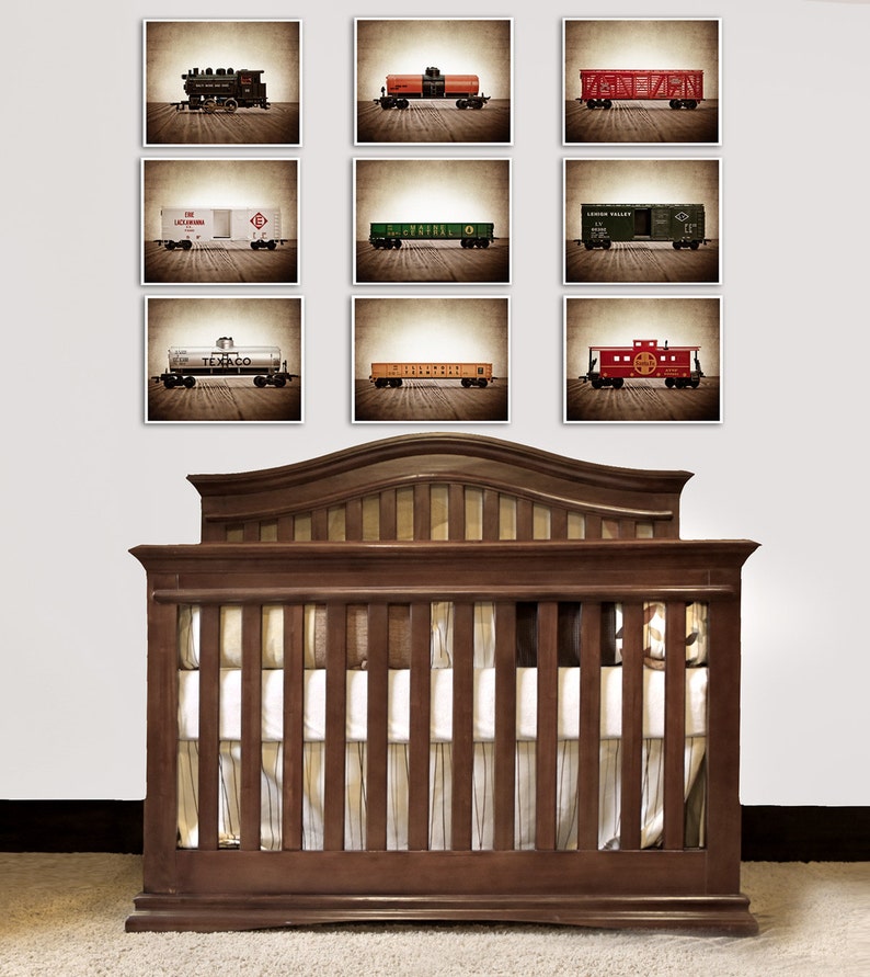 Train Decor For Boys Room Vintage Toy Trains Set Of Nine Etsy