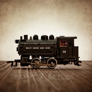 Train Decor for Boys Room, Vintage Toy Trains set of Nine Photo Prints, Boys Nursery Decor, Rustic Decor Toy Trains, Baby room ideas