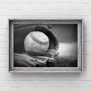 Vintage Baseball in Glove Photo Print, Baseball Nursery Art image 6
