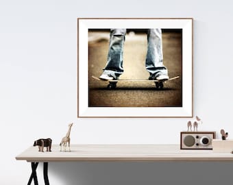 Vintage Skateboard Art Print, Skater Room Decor