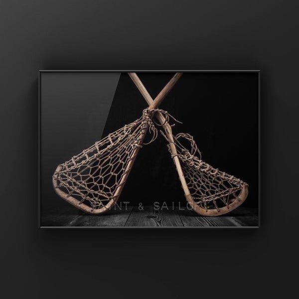Vintage Lacrosse Sticks Photo Print, Classic Black Series