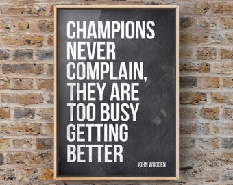 John Wooden Quote Print, Champions Art, Basketball Gift