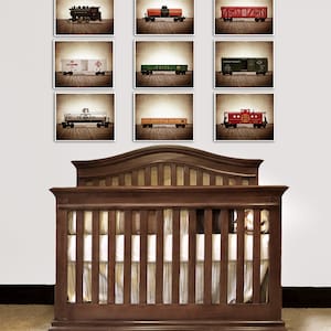 Train Themed Prints Vintage Trains set of Nine Canvas Prints, Rustic Decor Toy Trains, Baby room ideas, Boys Room Decor,