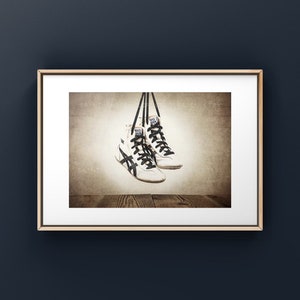 Vintage Wrestling Shoes Photo Print, Rustic Decor, Boys Room, Sports Theme room image 1