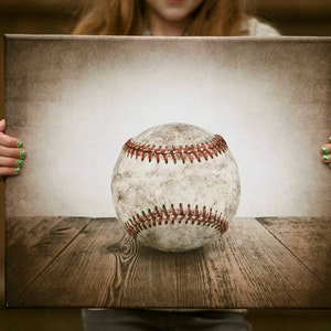 Vintage Single Baseball Photo print on 16x20 Canvas Ready to Hang Wall Decor, Wall Art, Kids Room, Nursery Ideas image 1