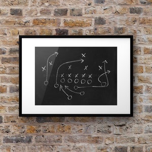 Chalkboard Football Play No. 1 Photo Print, Boys Room decor, Boys Nursery Ideas, Vintage Sports, Football prints,