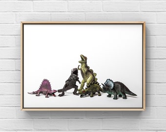 Vintage Dinosaur Gang Photo Print, Boys Room Decor