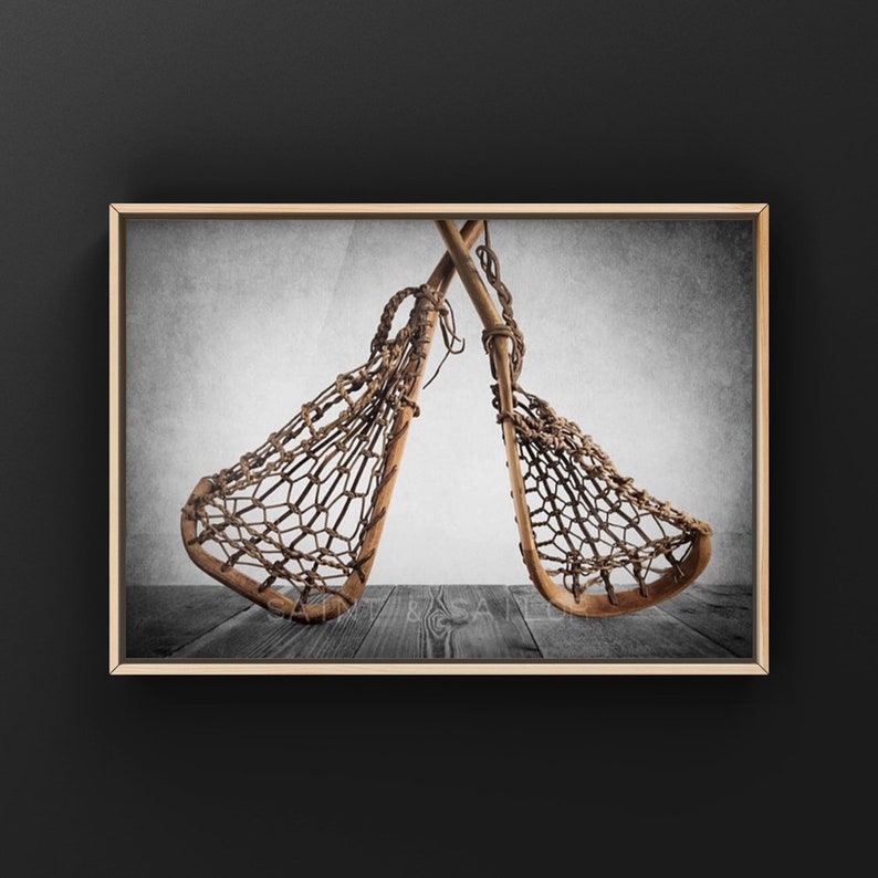 Vintage Lacrosse Sticks Photo Print, Sports Wall Art zdjęcie 6