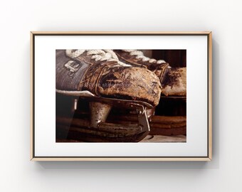 Vintage Bauer Hockey Skates Photo Print, Sepia Sports Wall Art