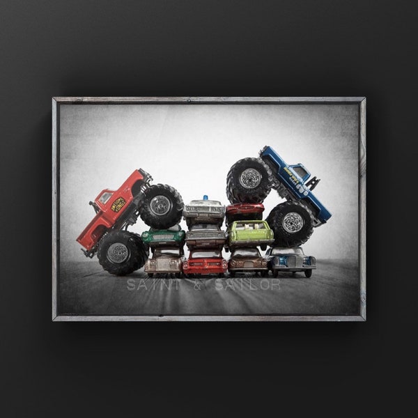 Monster Truck Car Double Crush Photo Print,  Wall Decor, Playroom decor,  Kids Room, Nursery Ideas, Gift Ideas,