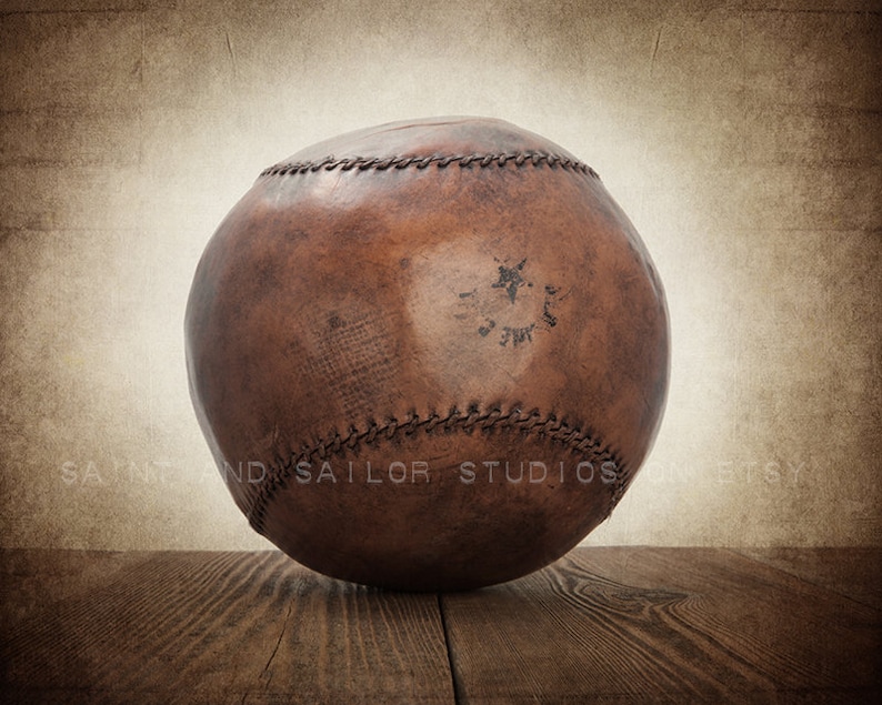 Vintage Medicine Ball Photo Print, Decorating Ideas, Wall Decor, Wall Art, Rustic Decor, Man cave, Gym Decor image 1