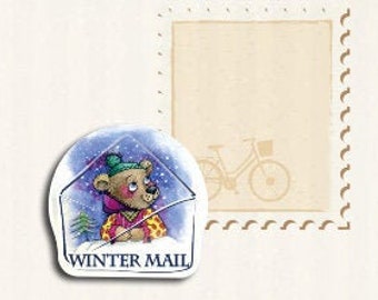 Set of WINTER mail stickers for Postcrossing fans, planners, child activities or scrap booking stickers. Snail mail and envelope