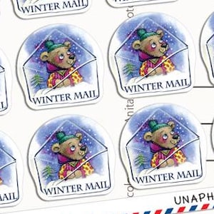 Ein Set WINTER Mail Sticker für Postcrossing Fans, Kinderanimationen oder Scrapbooking Sticker.