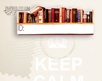 Postcard ID stickers Set of 10 - Row of Books, Post Card stickers for Postcrossing. Post label.
